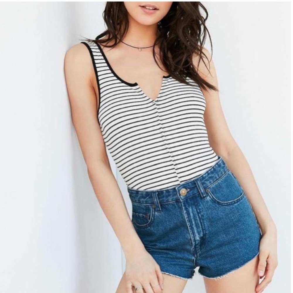 Black & White Striped Bodysuit